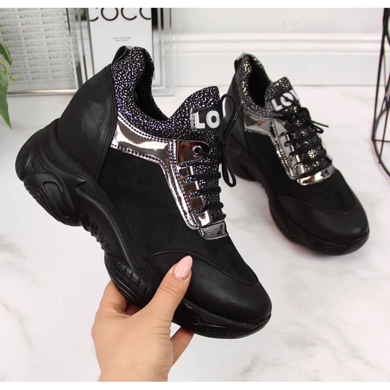 BM Tenisice na skrivenom klinu Navy Dot W WOL9 crne crna 1