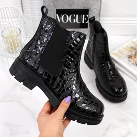 Kožne izolirane čizme Rieker W Z9152-00 crne bijela crno 1