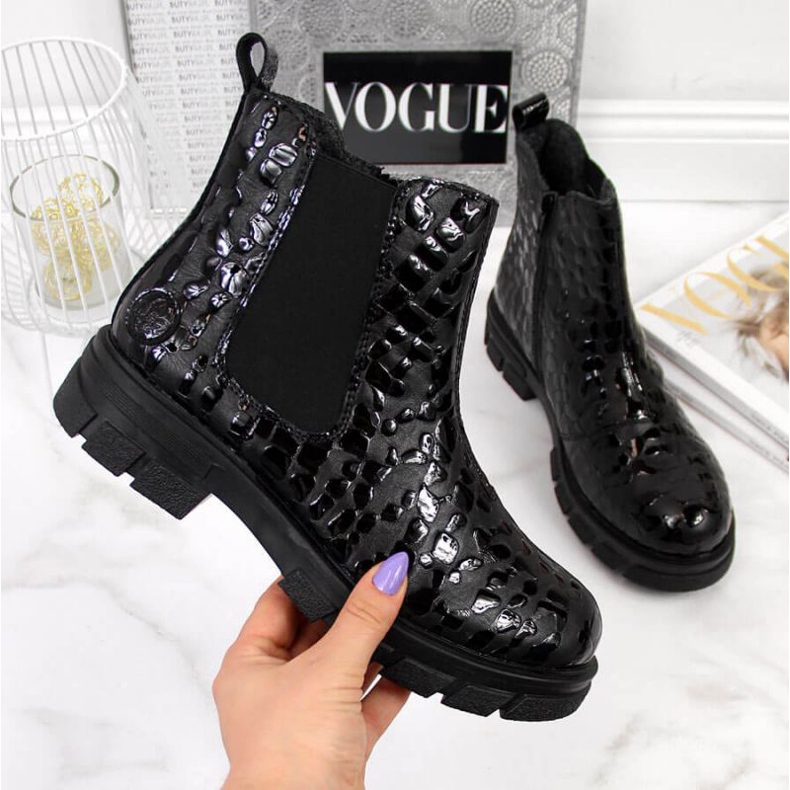 Kožne izolirane čizme Rieker W Z9152-00 crne bijela crno 1