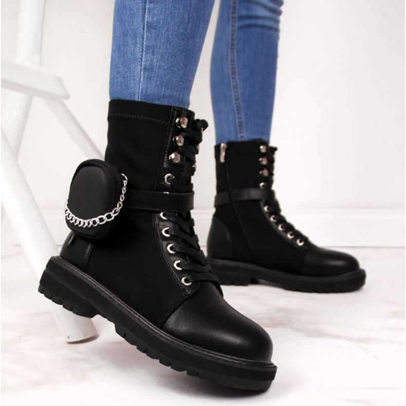 Kožne čizme s džepom Goe W II2N4024 crne crna 2