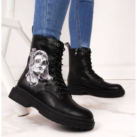 Kožne čizme Goe W II2N4046 crne crna 2