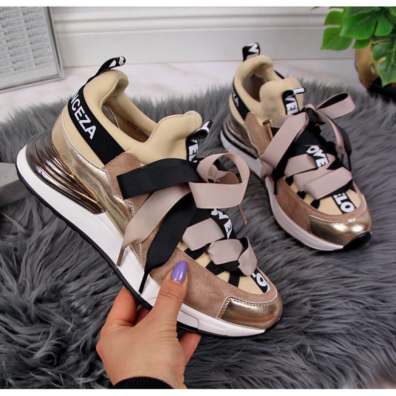 Tenisice s natpisima Vinceza W JAN49A bež 1