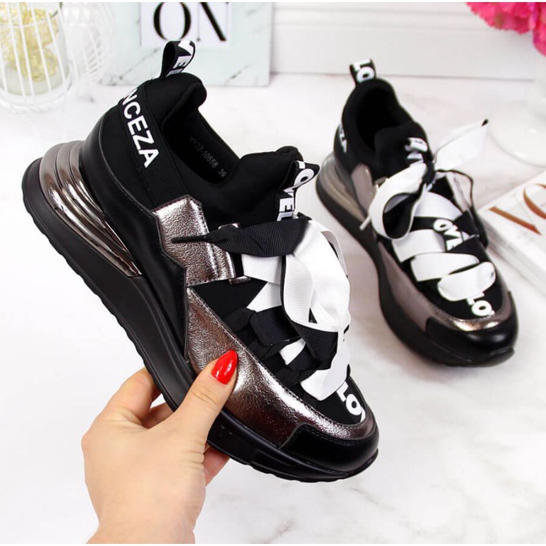 Crne tenisice s natpisima Vinceza W JAN49B crno 1