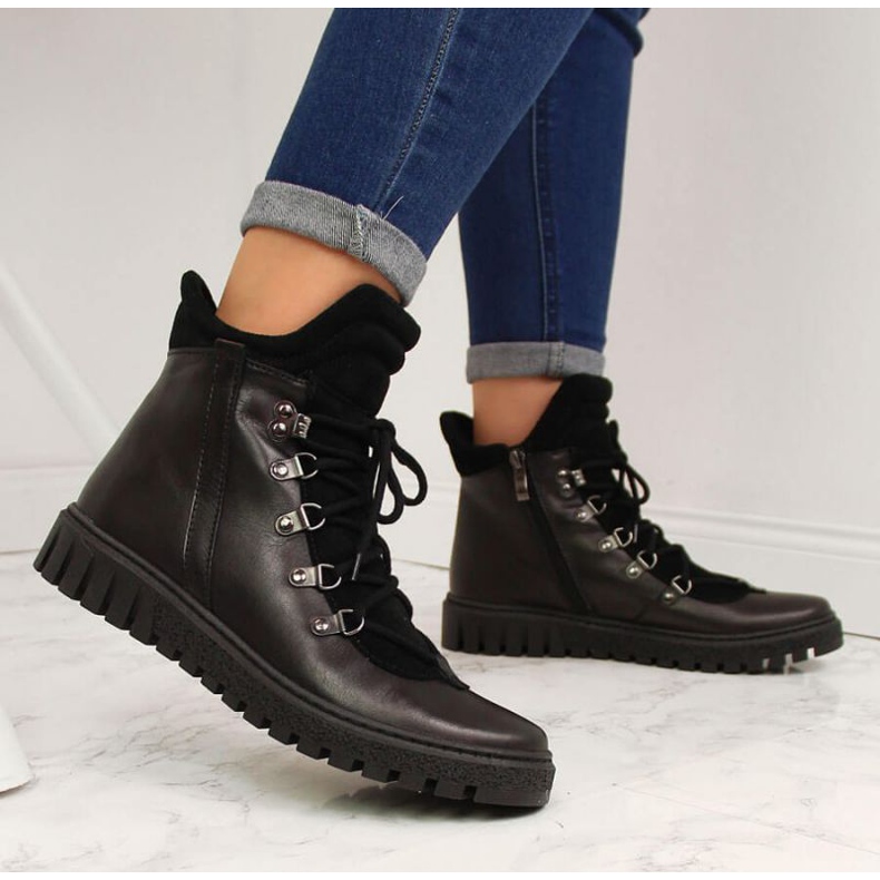 Kožne čizme izolirane Dolce Pietro W P49 crne crno 2