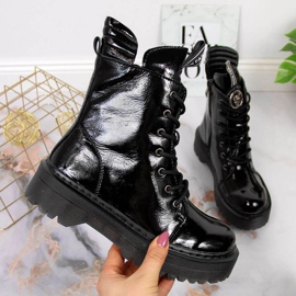 Crne čizme od lakirane kože Filippo W PAW297 crna 1