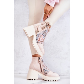 Kožne čizme na masivnom stupu Maciejka bež 05325-04 2