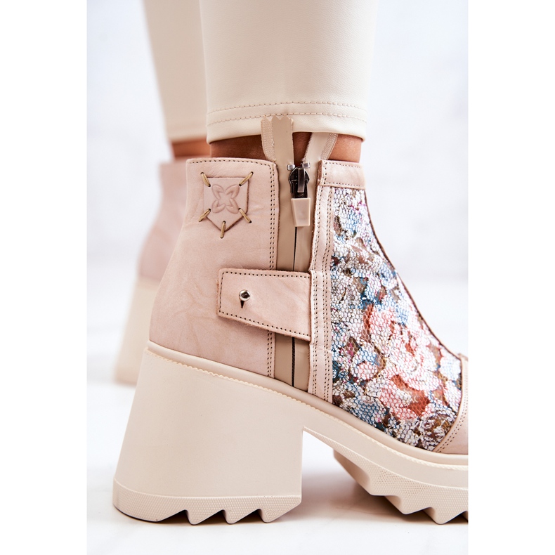 Kožne čizme na masivnom stupu Maciejka bež 05325-04 1