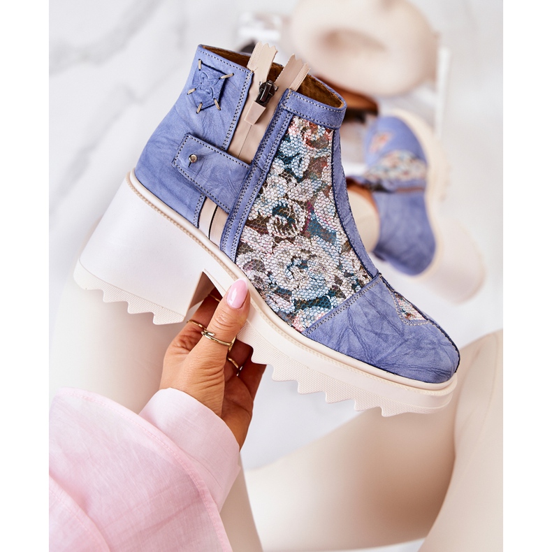 Kožne čizme na masivnom stupu Maciejka Blue 05325-06 plava 2