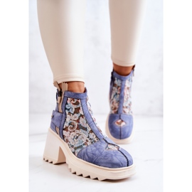 Kožne čizme na masivnom stupu Maciejka Blue 05325-06 plava 1