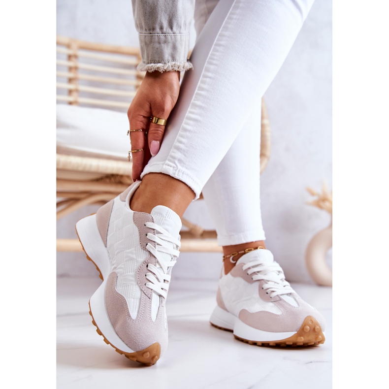 FJ1 Klasične sportske cipele, zavezane bijele i bež Patrice bijela 2