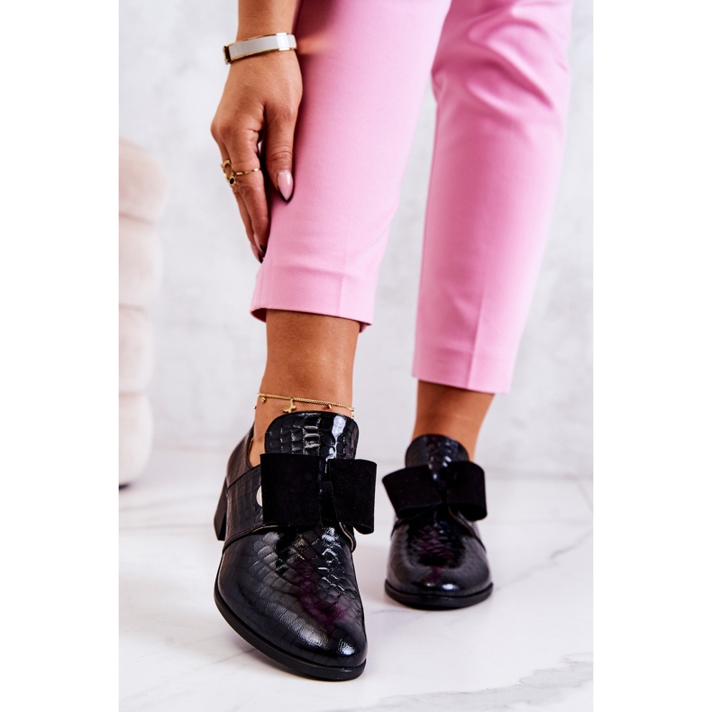 PA2 Kožne cipele od zmijske kože Crne Marleigh crno 2