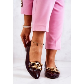 Kožne lakirane zmijske cipele bordo Elissabeth crvena 1