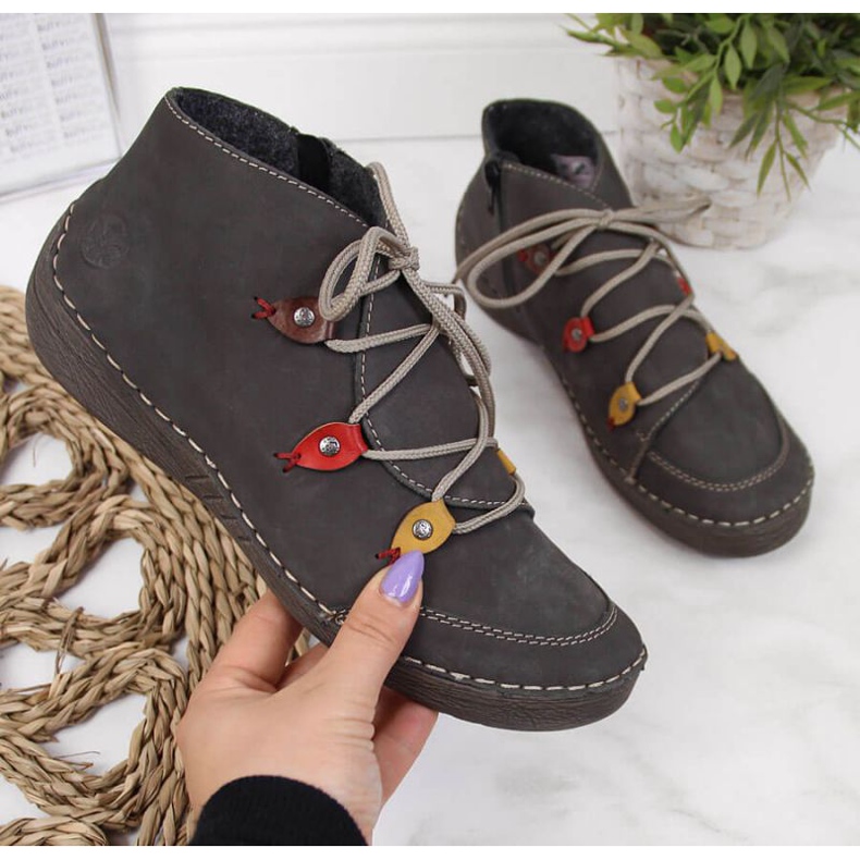 Sive izolirane čizme W Rieker 52542-42 siva 1