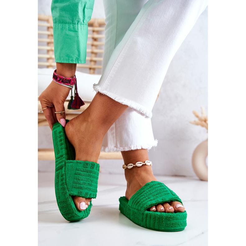 FJ1 Papuče na platformi Green Lilly zelena 2