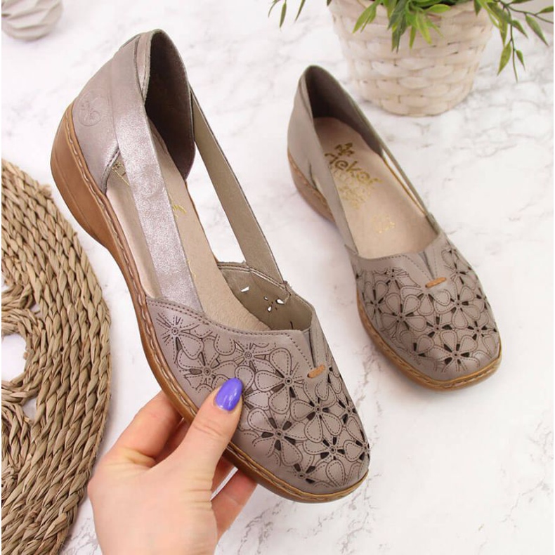 Ažur cipele W Rieker 41356 bež 1