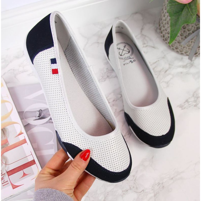 Kožne ažurne balerinke Filippo W PAW198A bijele bijela 1