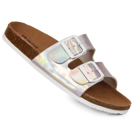 Papuče s kopčama Big Star W HH274895 srebrne srebro 1