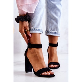 Crne Jacqueline antilop sandale s visokim potpeticama crno 2