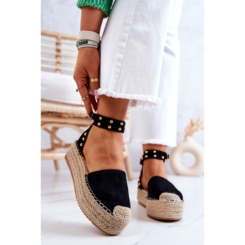 FB2 Crne Lillian Espadrilles sandale s mlaznicama crno 2