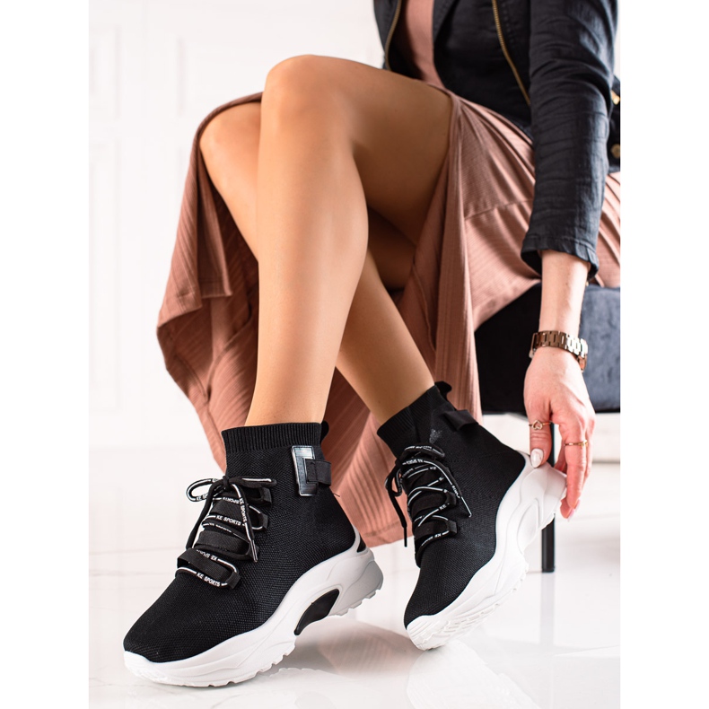 TRENDI Slip-on tenisice s čarapom crna 1