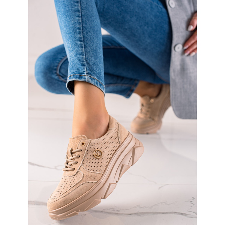 Filippo Kožne tenisice u bež boji smeđa 1