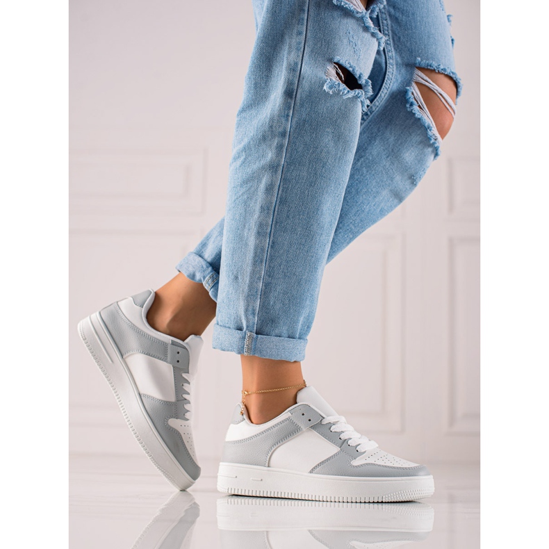 TRENDI Sportske cipele od eko kože bijela siva 2