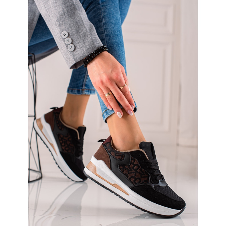 TRENDI Elegantne tenisice na platformi smeđa crna 2