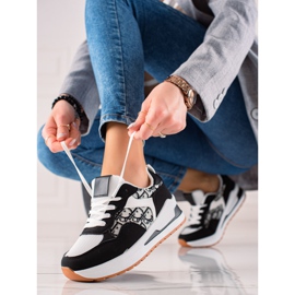 TRENDI Vezane tenisice na platformi bijela crna 1