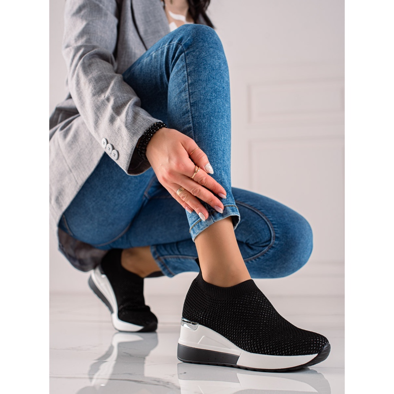 TRENDI Moderne tenisice na klin crna 2