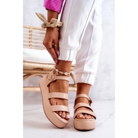 FS1 Kožne sandale s kopčom Bež Graciozan 1