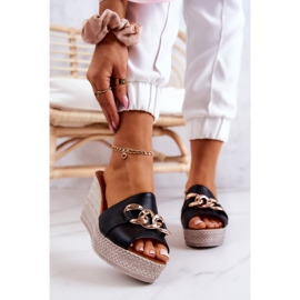 Lewski Shoes Kožne papuče na klin Lewski 3062 Black crna 2