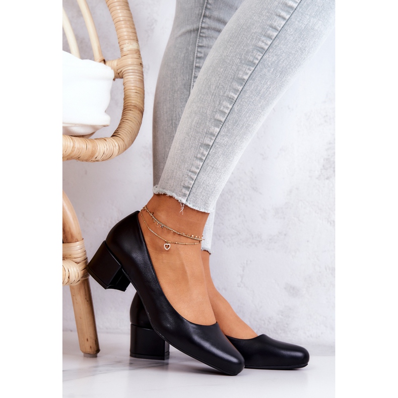 Kožne pumpice na stupu Sergio Leone PB291 crne crno 1