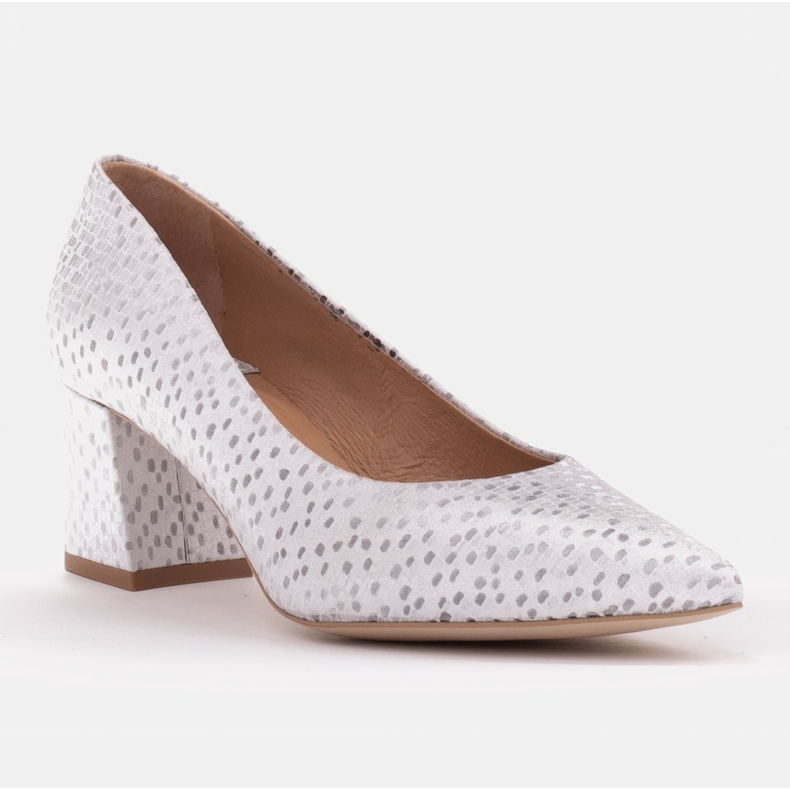 Marco Shoes Elegantne pumpe od jelenske kože srebro 1