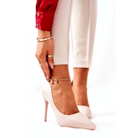 WS1 Kožne štikle u špic bež boji Hanne 2