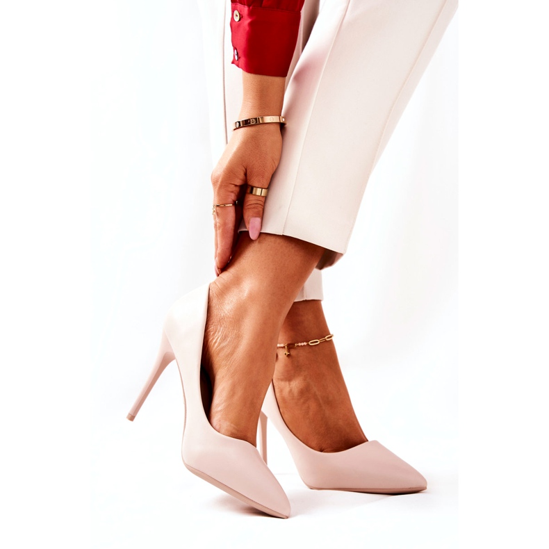 WS1 Kožne štikle u špic bež boji Hanne 3