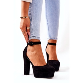 SEA Ženske pumpe na platformi pete antilop crne boje Netel crno 5