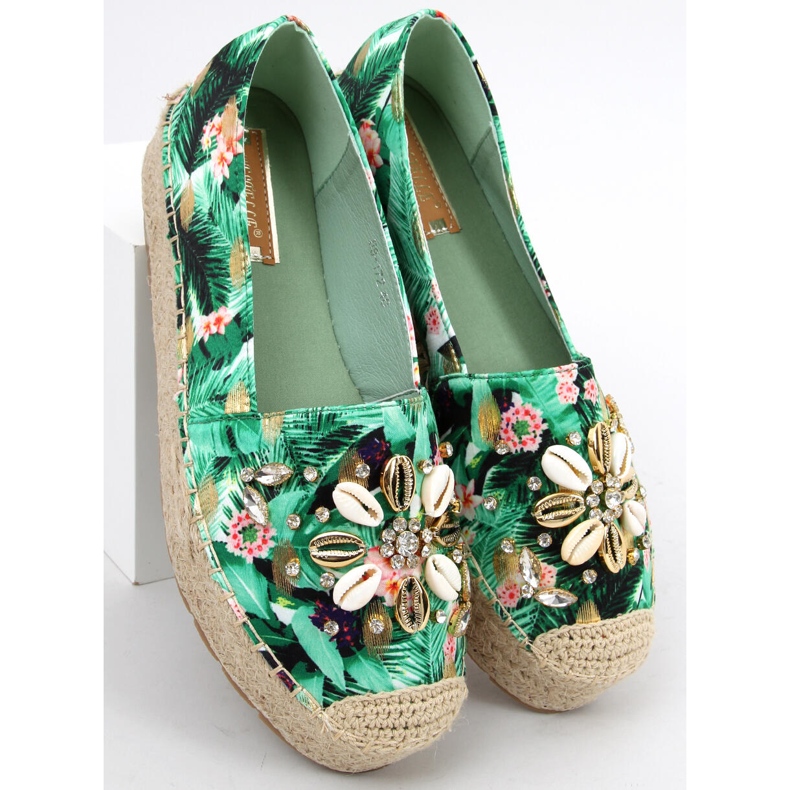 Espadrile sa školjkama Manami Flower Green zelena 1