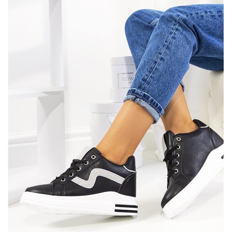 Crne tenisice na klin Piazza crno 1