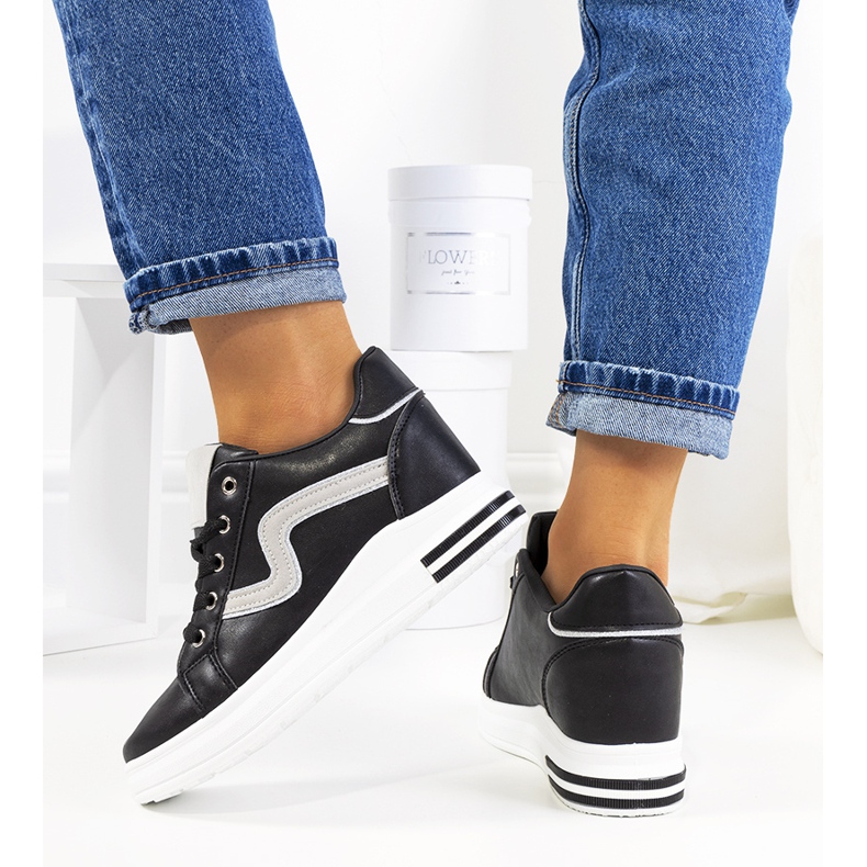 Crne tenisice na klin Piazza crna 2