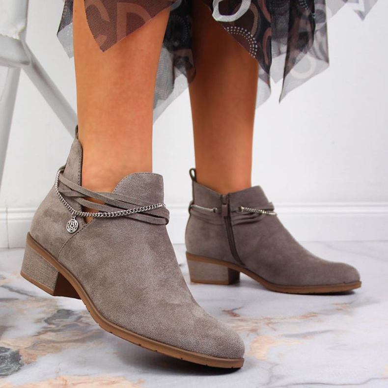 Sive čizme s lancem Filippo W PAW318B siva 2