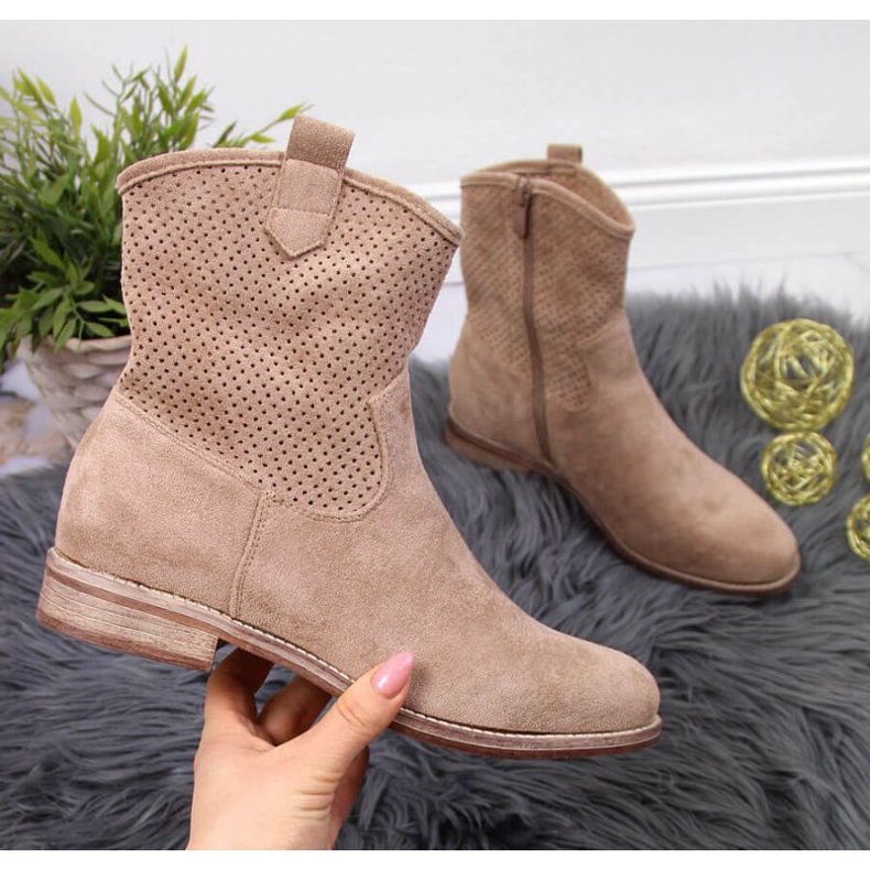 Ažurne čizme S. Barski W OLI140B bež 1