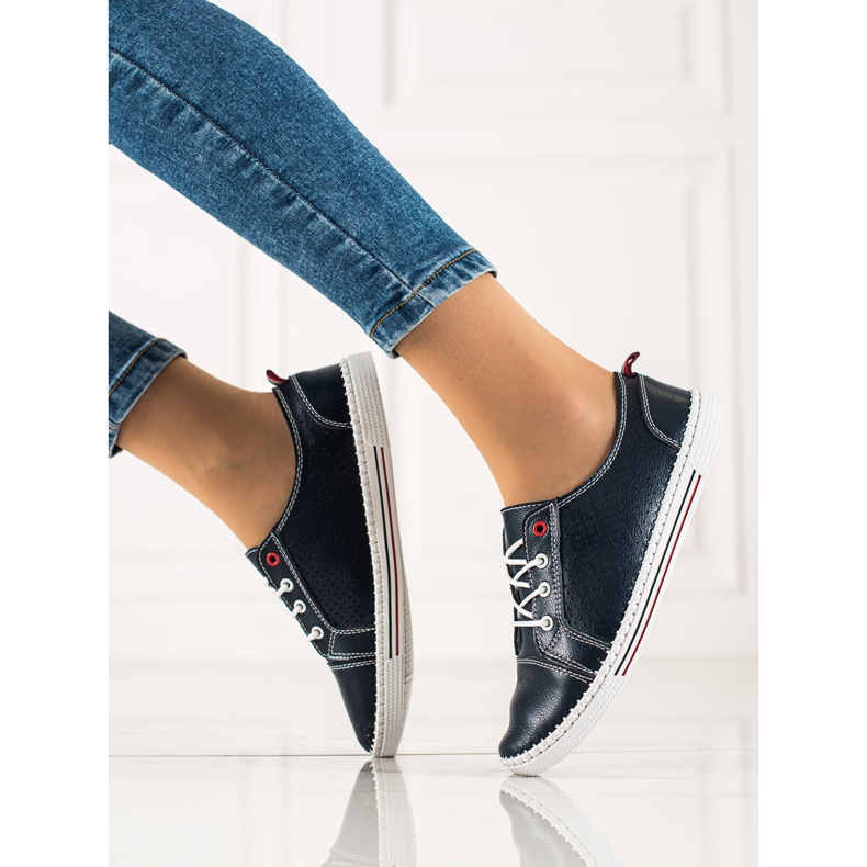 Goodin Ažurne kožne tenisice plava 1