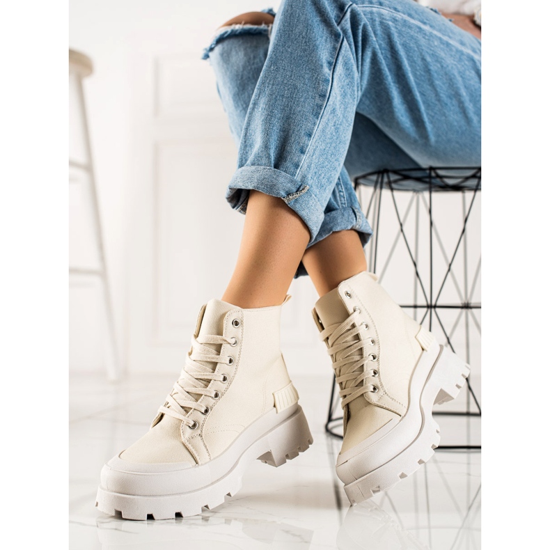 Seastar Modne visoke tenisice na platformi bež 1