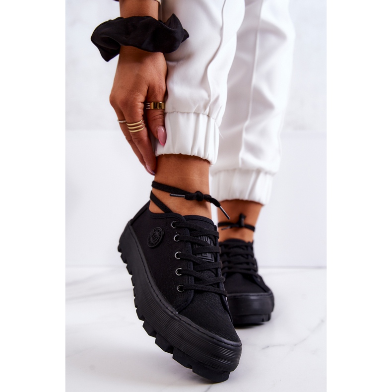 Ženske tenisice na crnoj platformi Big Star JJ274489 crna 2