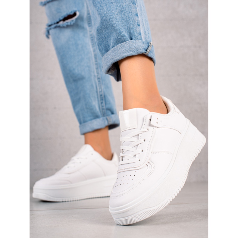 TRENDI Modne tenisice na širokoj platformi bijela 1