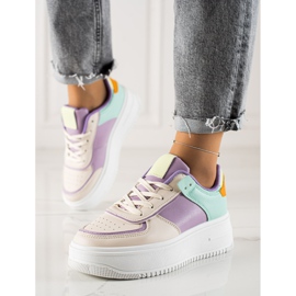 TRENDI Modne tenisice na širokoj platformi bež višebojan 2