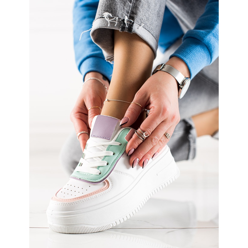 TRENDI Modne tenisice na širokoj platformi bijela višebojan 2