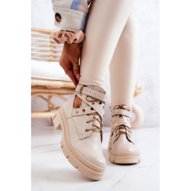 FILIPCZYK Kožne ženske čizme s izrezima Svijetlo bež Everly 2