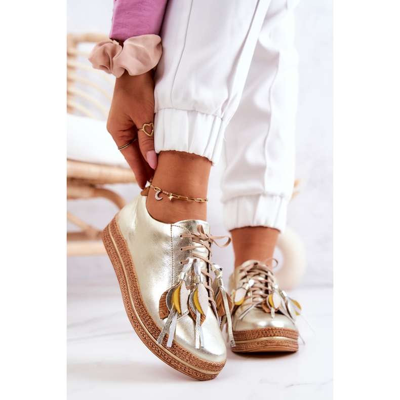 Maciejka 04550-25 Zlatne kožne cipele zlatna 2