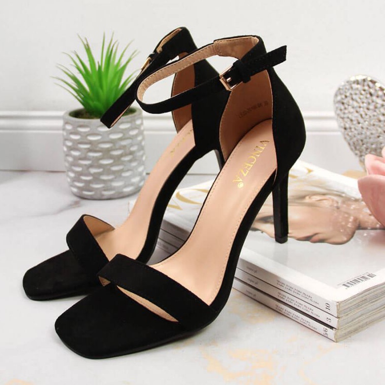 Crne Vinceza W JAN81A antilop sandale na visoku petu crna 2